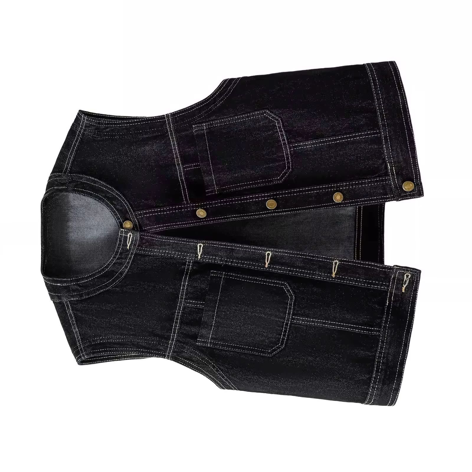 Women Fashion Jeans Top - Dames Denim Vest O-hals Mouwloos Jasje