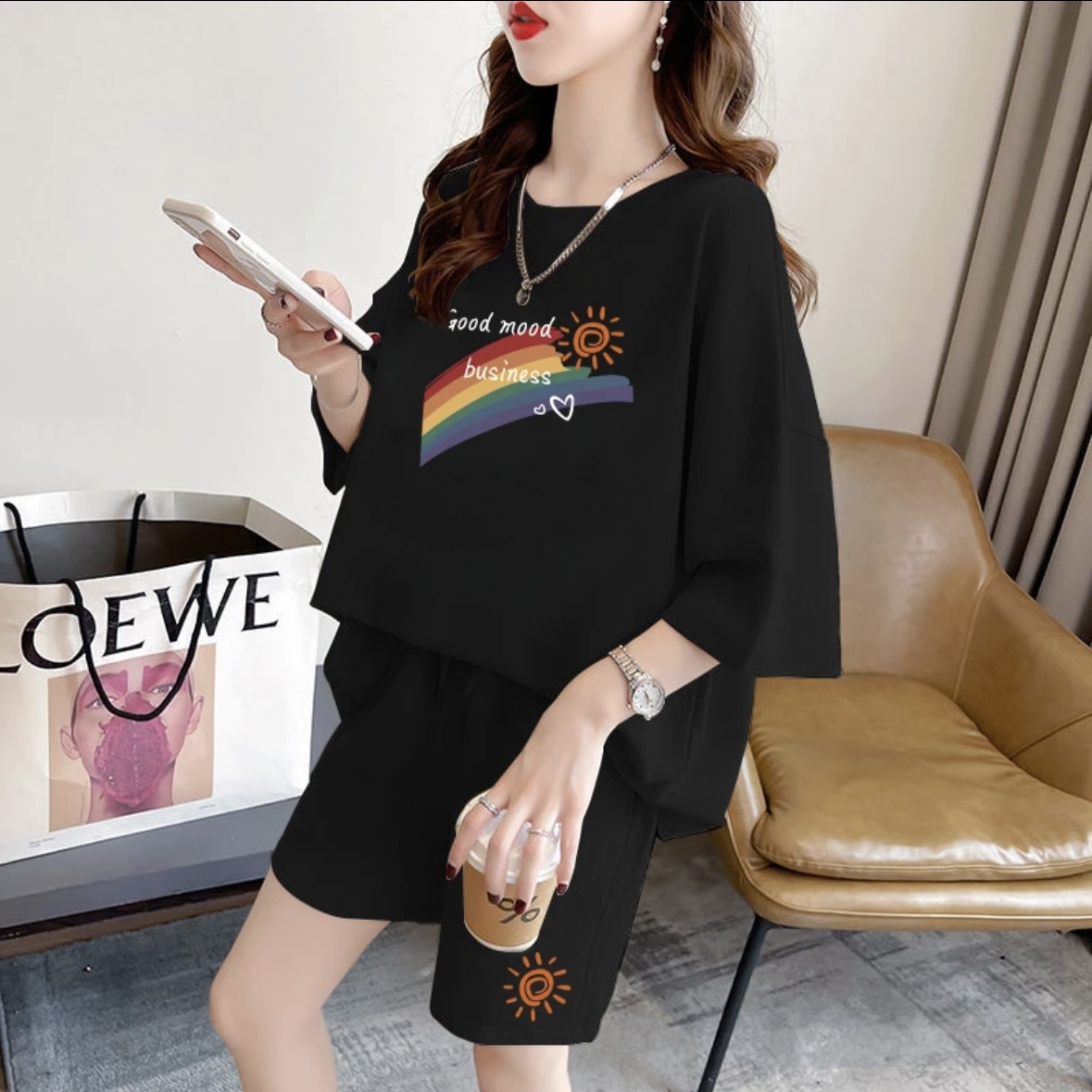 Women'S Fashion Tops - Mode zomerse damesshortset, sportkleding, oversized T-shirt