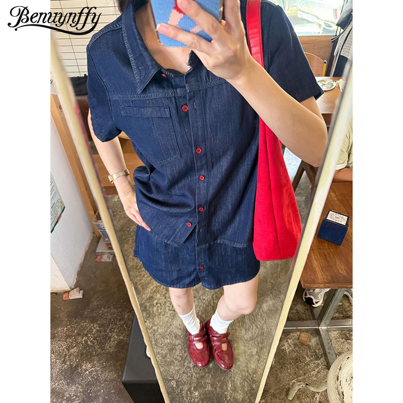 Benuynffy Retro Korte Mouwen D - Women Fashion Jeans Top recensie en prijs